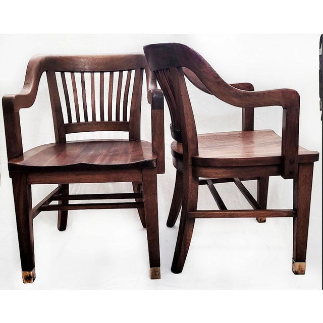 Antique Wooden Jury Chairs Utah State Legislature - Set of 2 Tagged & Numbered For Sale In Las Vegas - Image 6 of 12