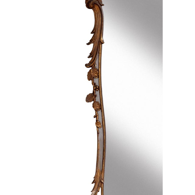 Large Painted and Gilt Wood Mirror, Ornate Crest, Early 20th Century For Sale In Los Angeles - Image 6 of 7