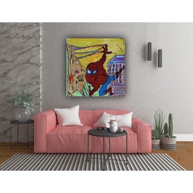 Pop Art One-of-a-Kind Large Painting on Canvas by Serg Graff "Spider-Man". Coa Attached For Sale - Image 3 of 12