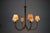 1970s Large Brass Six-Arm Chandelier with Fabric Shades, Germany, 1970s For Sale - Image 5 of 10