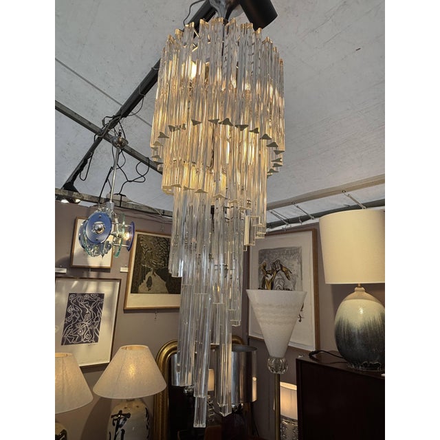 Metal Cascade Chandelier in Murano Glass attributed to Paolo Venini for Venini, Italy, 1960 For Sale - Image 7 of 17