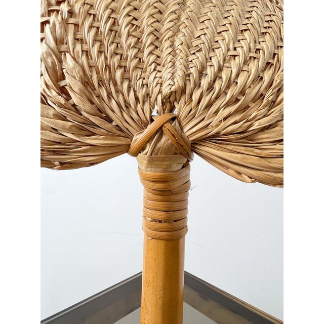 Wood Italian Bamboo, Cane and Rattan Table Lamp with Fan-Shaped Shade in the style of Ingo Maurer, 1960s For Sale - Image 7 of 18