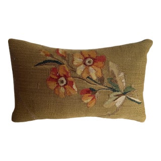 19th Century Aubusson Floral Decorative Pillow For Sale
