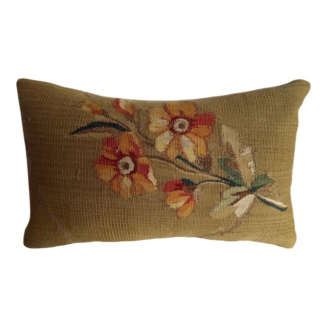 19th Century Aubusson Floral Decorative Pillow For Sale