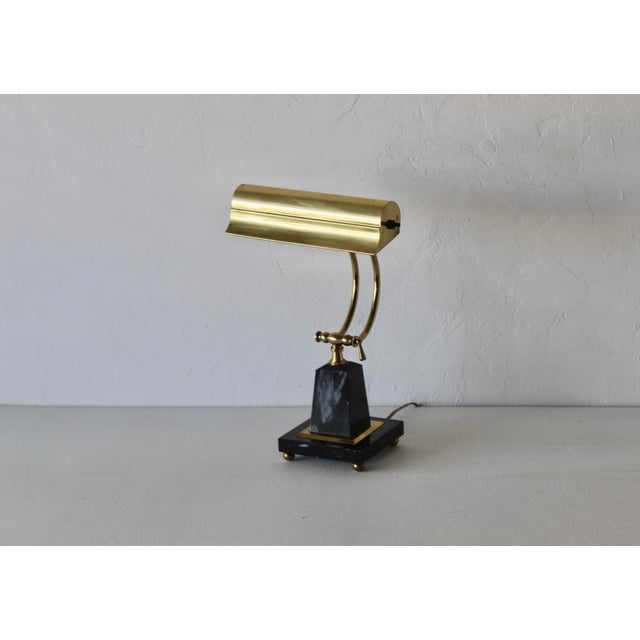 Vintage Brass Office Table Lamp Marble Base For Sale In Miami - Image 6 of 17