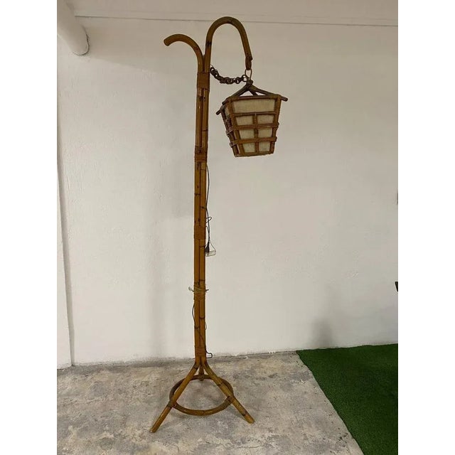 1950s Italian Floor Lamp in Bamboo and Rattan, 1950s For Sale - Image 5 of 5