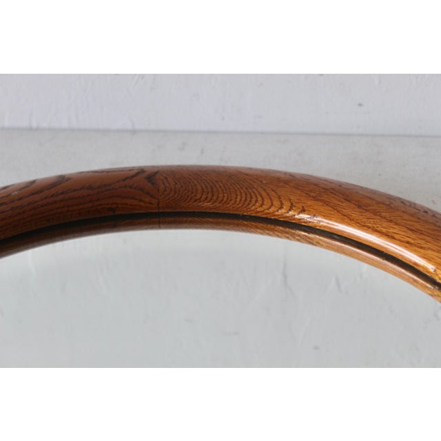 Modern Oak Vintage Round Wall Mirror 1980s Usa For Sale - Image 4 of 9
