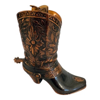 Vintage Copper Cowboy Boot With Spur Lighter For Sale