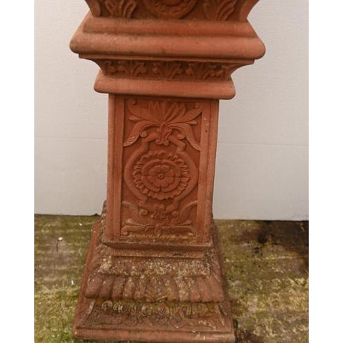 Metal Garden Armillary Sphere Sun Dial with Terracotta Stand For Sale - Image 7 of 11