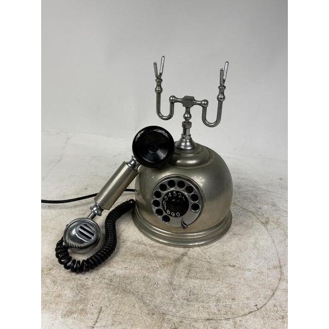Chrome-Plated Rotary Telephone, Italy, 1950s For Sale - Image 4 of 7