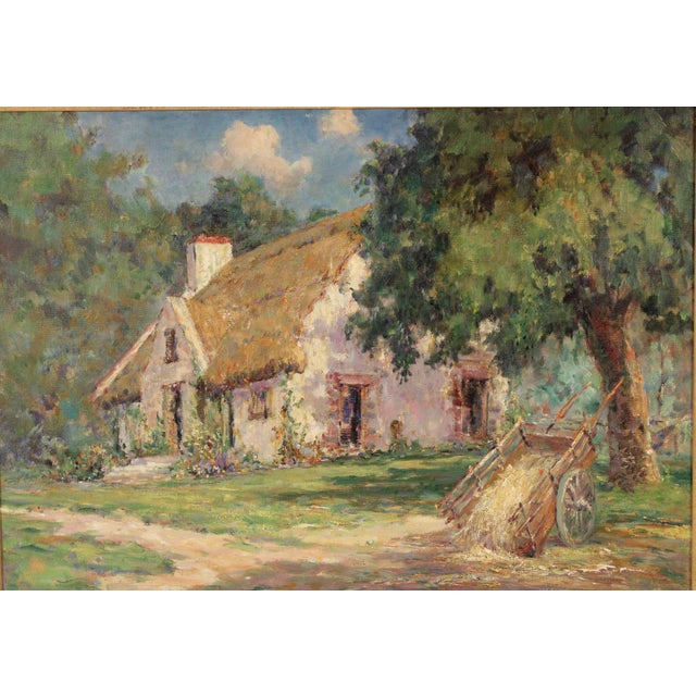 Impressionist Painting of a Thatched Bungalow by Dedrick B. Stuber (1878-1954). For Sale - Image 4 of 12