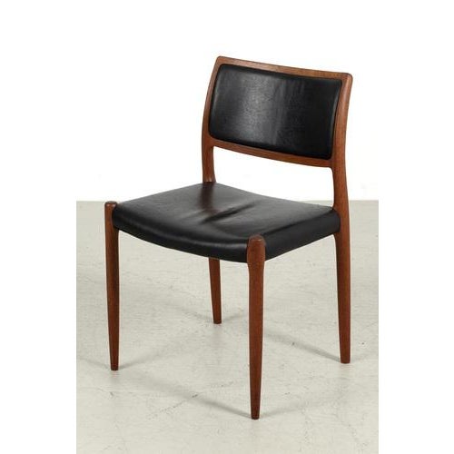 Set of 4 vintage møller chairs designed by niels otto møller in 1968, denmark. These wonderfully shaped chairs are made of...