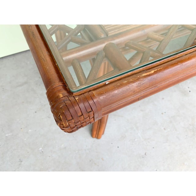 Wood Palm Beach Regency Island Style Rattan Table and Four Chairs - Set of 5 For Sale - Image 7 of 13