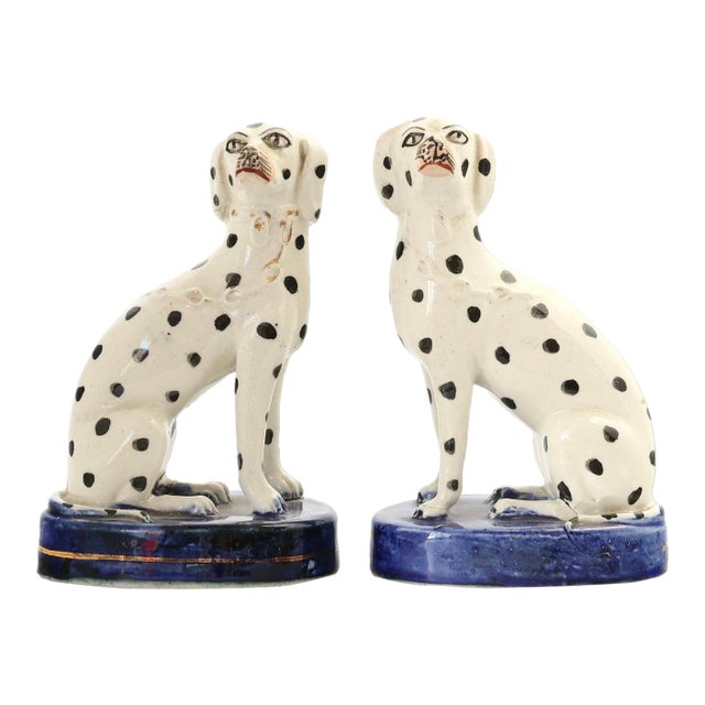 Rare c.1860 Pair of Victorian English Staffordshire Dalmatians For Sale