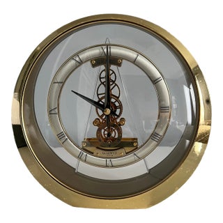 1990s Brass & Glass Seiko Skeleton Clock For Sale