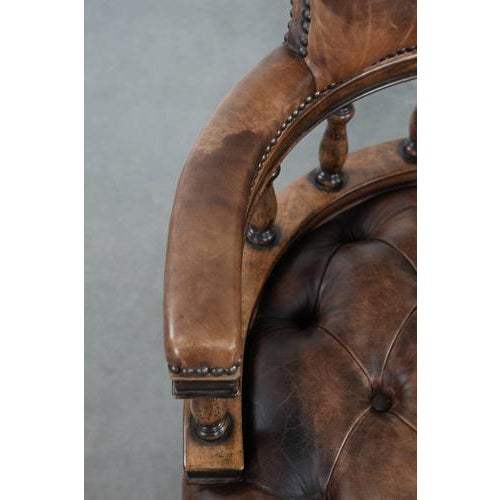 Animal Skin Chesterfield Chair in Cowhide For Sale - Image 7 of 15