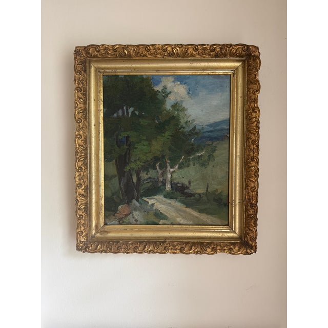 Impressionist Early 1900s Antique Country Landscape Oil Painting in Gilt Frame- 13 X 15” For Sale - Image 3 of 11