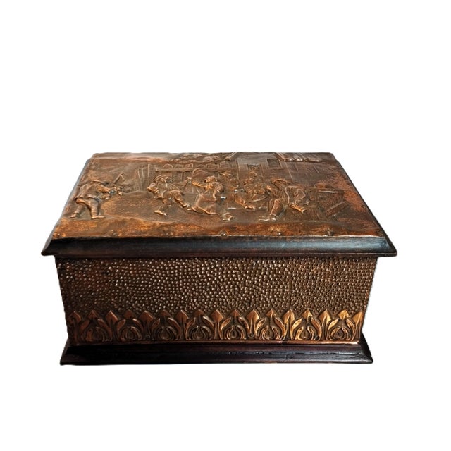 French Embossed Copper Box with Figurative Scene, 1950s For Sale - Image 9 of 9