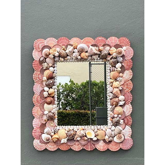 Rose Vintage Boho Shell Encrusted Mirror For Sale - Image 8 of 12