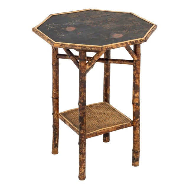 Chinoiserie Lacquered Bamboo Lamp Table For Sale