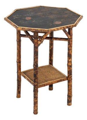Chinoiserie Lacquered Bamboo Lamp Table