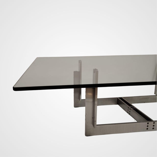 Florian Low Table by Carlo Scarpa in Glass and Steel, 1973 For Sale - Image 3 of 11