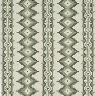 Schumacher Pathway Fabric In Green For Sale