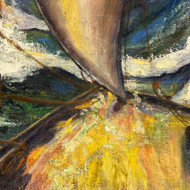 Jacques Lagrange (French, 1917-1995) Untitled Modernist Seascape, Signed (1931, Oil on Canvas). Early modernist seascape...