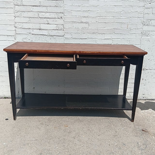 Thomasville Vintage Thomasville Mid Century Modern Solid Wood Console For Sale - Image 4 of 18