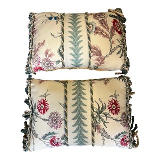Vintage Floral Pillows With Fringe Trim- Set of 2 For Sale