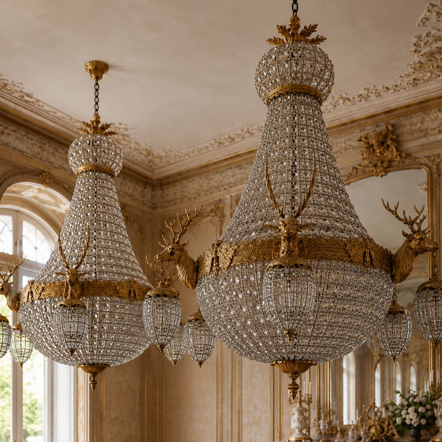 1960 French Louis XVI Gold Bronze Chandeliers - Pair For Sale - Image 13 of 18