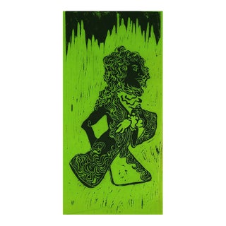 Mid 20th Century Louis XIV Costume Block Print in the Style of Aubrey Beardsley For Sale