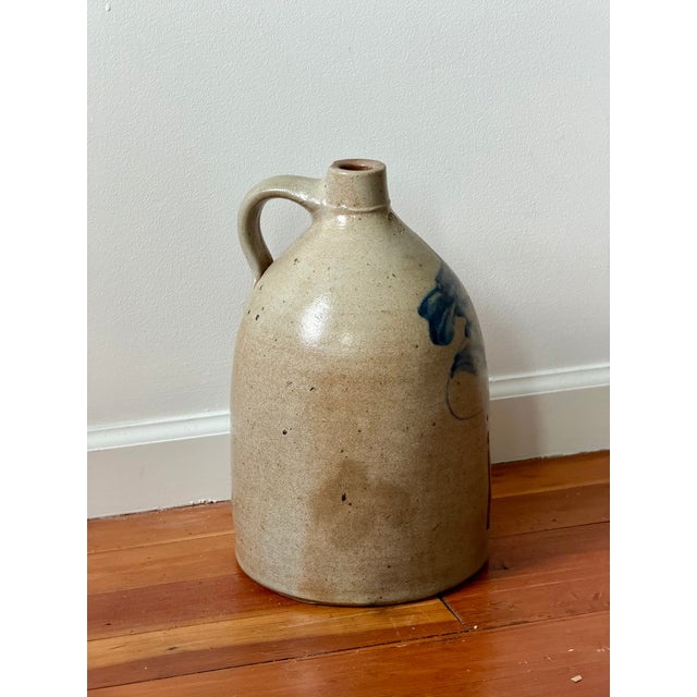 19th Century 19th C. Blue Bird Stoneware Jug With Cobalt Decoration, For Sale - Image 5 of 7