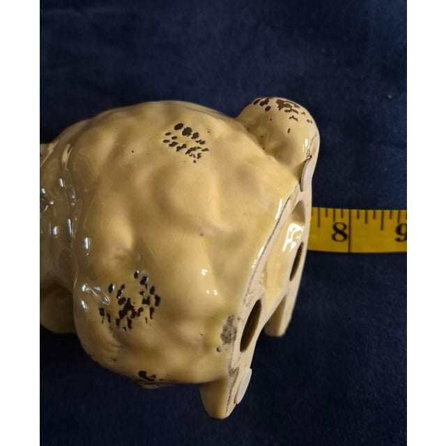 Vintage Primitive Folk Art Style Yellowware Sponged Ceramic Rabbit Figurine For Sale - Image 10 of 10