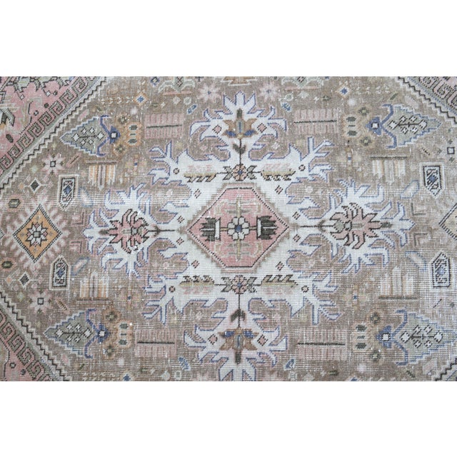 1970s Vintage Persian Handmade Wool Cotton Light Brown Area Rug For Sale - Image 9 of 11