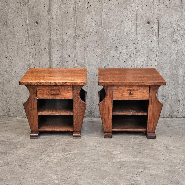 Vintage Brown Nightstands in Oak, Set of 2 For Sale - Image 13 of 15