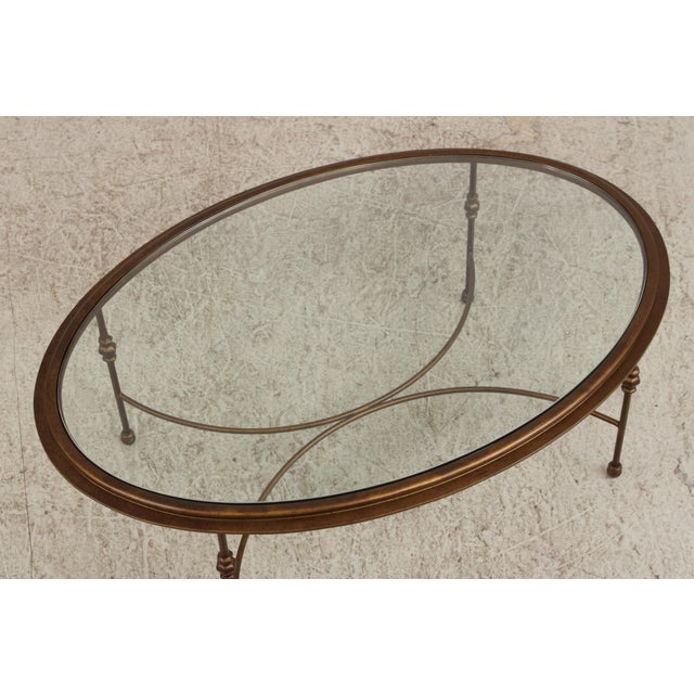 1990s Oval Glass Top Decorator Coffee Cocktail Table For Sale - Image 5 of 15