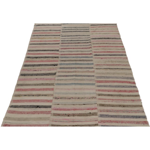 Contemporary Rug & Kilim’s Patchwork Kilim in Polychromatic Stripes For Sale - Image 3 of 7
