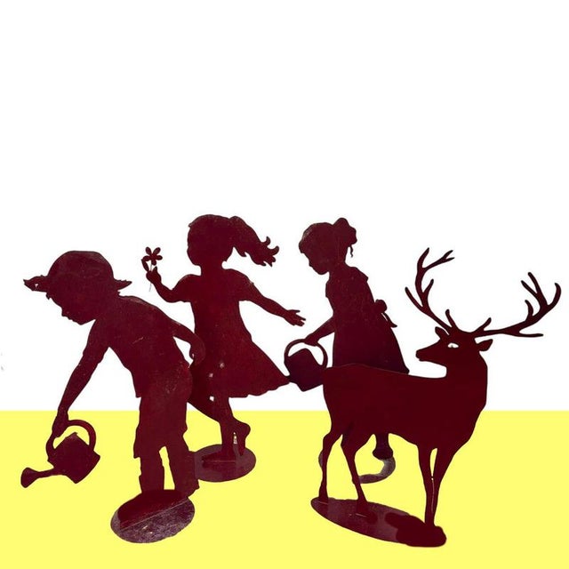 Iron Silhouettes of Children and a Deer, Set of 4 For Sale - Image 8 of 8