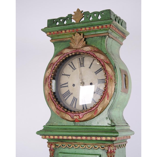 Green Frøken Longcase Clock from Bornholm, 1790s For Sale - Image 5 of 13