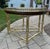 Stunning La Barge Demilune console side table. This half-moon shaped table has glass insert on top, brass gallery rail...