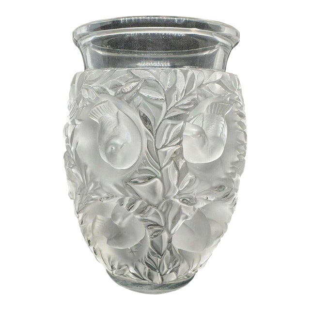 Lalique France, Bagatelle Frosted Crystal Bird Vase Chairish