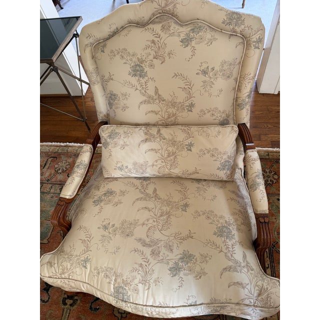 Baker Furniture Company Baker Furniture French Provincial Louis XV Oversized Fauteuil Chairs For Sale - Image 4 of 6