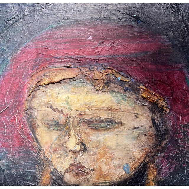 Black Mid-Century Japanese Modernist Oil Painting "Marionette" by Masaharu Fukui With Inscribed Board For Sale - Image 8 of 15