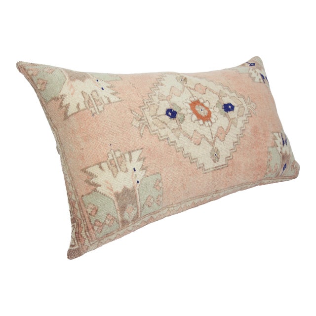 Handwoven Vintage Turkish Oushak Rug Pillow Cover-20'' X 34'' For Sale