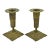 Mid Century Short Brass Candle Holder With Embossed Details Base - a Pair For Sale