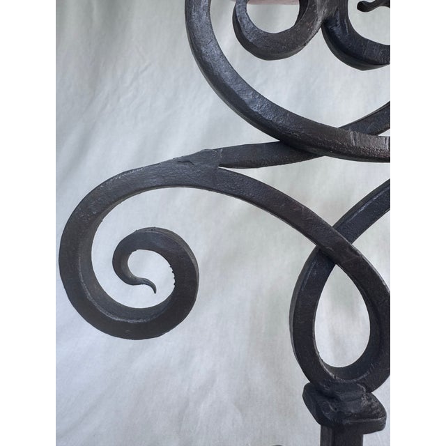 Vintage Spanish Revival Copper Cup & Scrolled Wrought Iron Candlestick For Sale - Image 10 of 12