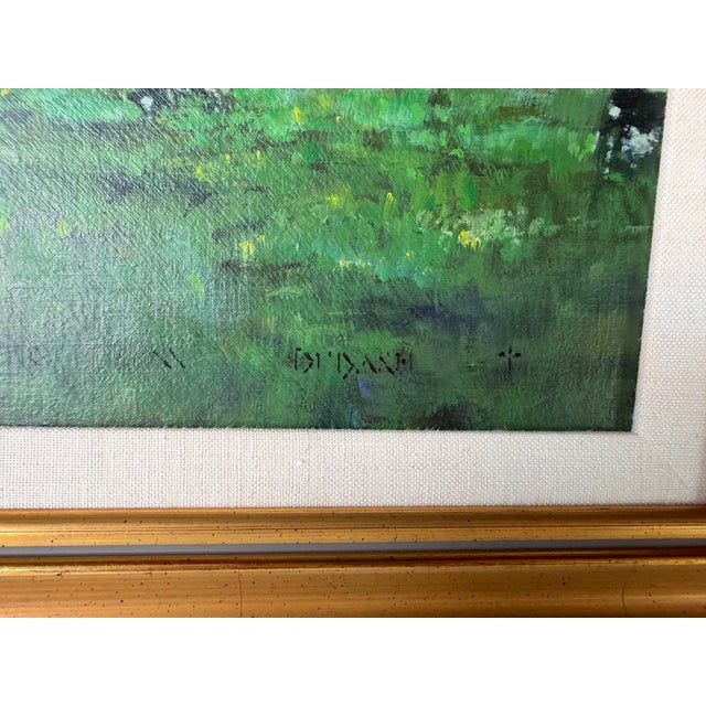 Vintage Farm Landscape Oil on Canvas Board Painting – Signed For Sale - Image 10 of 12
