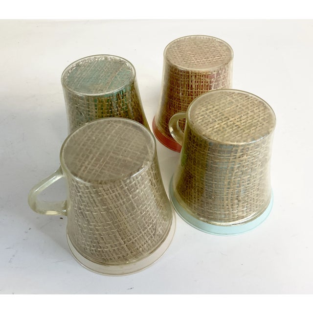 Mint Mid-Century Boho Chic Raffia Ware Coffee Cups, Original Colors - Set of 4. For Sale - Image 8 of 8