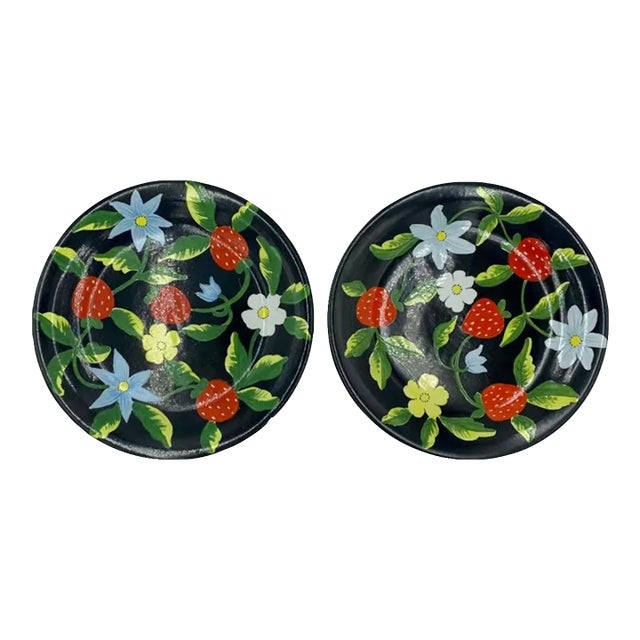 Vintage Bergdorf Goodman Floral Decorative Plates, Made in Italy- a Pair For Sale